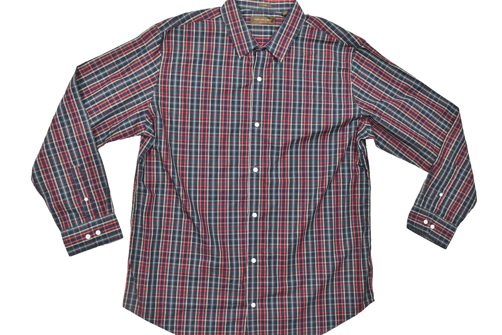 Fairlane & Sons Men's XXL Regular Fit Wrinkle Free Long Sleeve Button Down Plaid